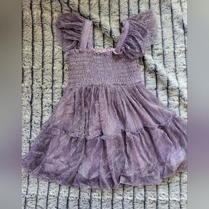 Zunie Purple Girls Ruffle Tier Shimmer  Dress Size 4